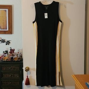 Sleeveless Black Ribbed Knit Dress
